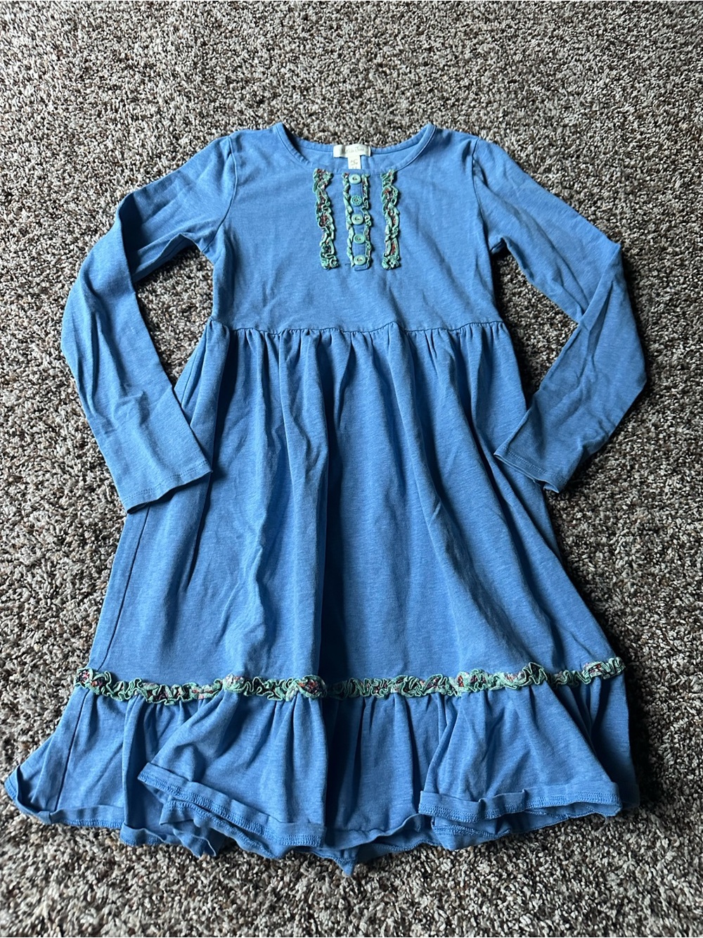 Matilda Jane Blue Long Sleeve Ruffle Dress with Trim